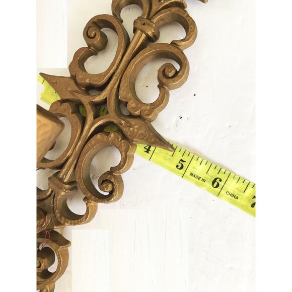 Vintage Pair Burwood Plastic Wall Sconce Candle Holders MCM Castlecore 15" - Picture 7 of 8